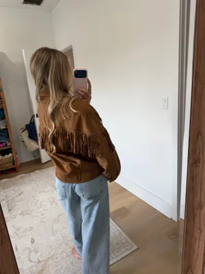 Amazon faux suede fringe jacket  thumbnail 2