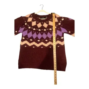 Vero Moda Womens Purple Filipa‎ Fair Isle Sweater, XL thumbnail 7