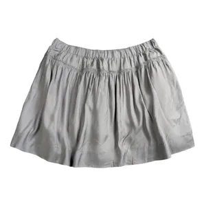 Abercrombie & Fitch Mini Skirt Womens Medium Grey Smocked Elastic Waist Logo Vtg thumbnail 3