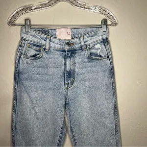 Revice Uptown Stardust High‎ Rise Straight Leg Mom Distressed Denim Jeans thumbnail 4