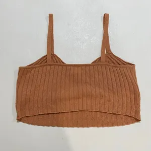 Aeropostale Ribbed Knit Cami Tank Brown Y2K Soft Girl Crop Top M thumbnail 3