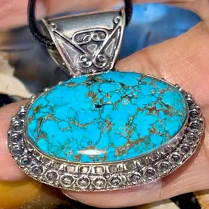 Blue Hubei Turquoise Pendant 1 1/2” thumbnail 4