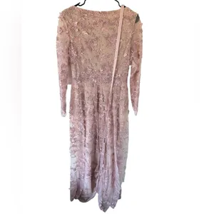 NEW Mac Duggal Pink Floral Applique Long Sleeve Illusion Homecoming Wedding Gown thumbnail 4