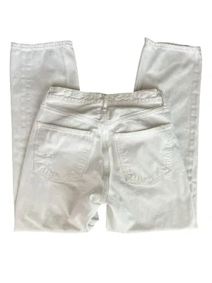 AGOLDE Women’s 90’s Straight Leg White Enamel Denim Distressed Button Fly Jeans thumbnail 9