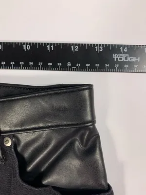 Abercrombie Jeans Womens 25R Black 90s Straight Ultra High Rise Faux Leather thumbnail 9