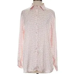 Zara Button Up Shirt Women‎ Small Pink Animal Print Satin Relaxed Blouse thumbnail 5