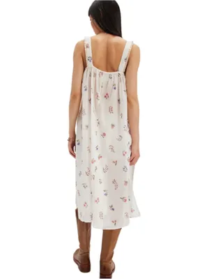 Free People White The Way Back Floral Print Maxi Top /Dress Cotton Embroidery XS thumbnail 3