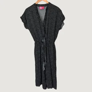 Hsquared Black Polka Dot Wide Leg Jumpsuit V-Neck Short Sleeve J3022 Womens M thumbnail 2