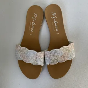 Matisse Beaded Slide Sandals White Multicolor Made In Italy Women's Size 8 thumbnail 8