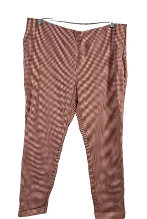 A New Day Womens‎ Gingham Ankle Pants Terracotta Orange White Side Zip Cuffed 16 thumbnail 1