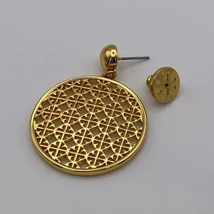 Tory Burch perforated drop earrings, gold plated. New thumbnail 4