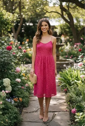 Pink lace long small dress new thumbnail 2