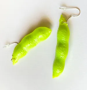 Kawaii y2k funny funky style EDAMAME earrings thumbnail 1