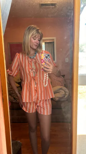 Amazon Orange and white striped matching set thumbnail 2