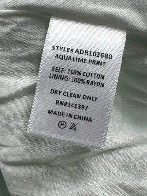 ASTR The Label Ruched Bodice Cotton Aqua Lime Print Dress Women’s Large thumbnail 4