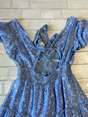 Altar’d State Blue Floral Tiered V-Neck Women's Dress Coastal Size XS thumbnail 3