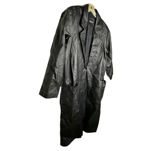 Vintage Margo's‎ Black Leather Trench Coat thumbnail 3