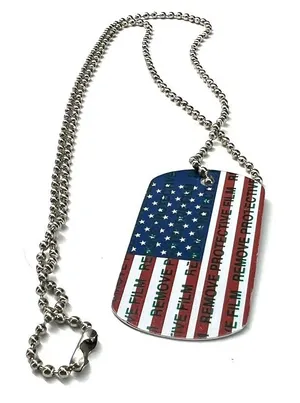 New USA America Flag Patriotic Dog Tag Necklace Land of the Free Unisex Pendant thumbnail 1