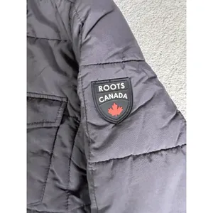 Roots Canada Women's M Charcoal Down Feather Quilted Puffer Snap Warm Jacket* thumbnail 2