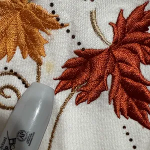 🍂 Cozy Fall Multicolor Leaf Embroidered Sweatshirt with Bead Embellishments 🍁 L thumbnail 12