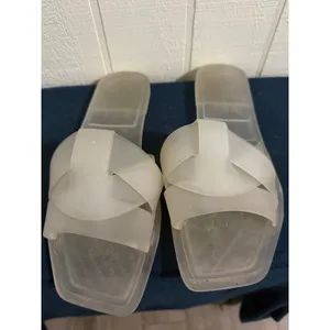 Steve Madden Clear Jelly Slide Sandals Square Toe Crisscross Straps Size 10 thumbnail 3