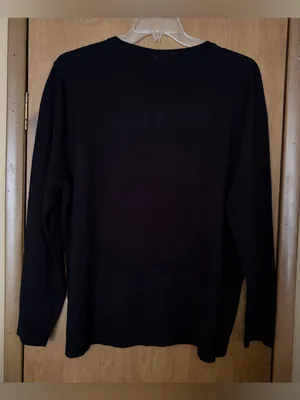 DARI Halloween Pumpkin Sequin Sweater Black Knit Jack O Lantern Women's XL EUC thumbnail 3