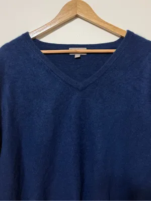 J CREW Cashmere relaxed V-neck Sweater Size Large Blue BA394 thumbnail 4