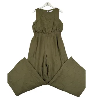 Petal + Pup‎ Womens Olive Green Gauze Wide Leg Sleeveless Jumpsuit Size L thumbnail 1