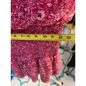 NEW AQUA Pink Floral Smocked Mock‎ Neck Metallic Mini Dress Small IDK7297 thumbnail 7