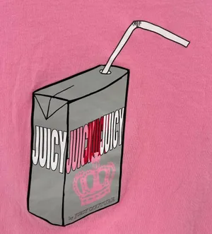 Juicy Couture pink baby tee XL juice box fitted cap sleeve retro cropped thumbnail 3
