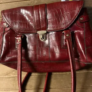 Vintage Liz Claiborne Handbag shoulder bag Crocodile red Faux Leather 80s thumbnail 5
