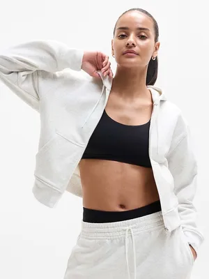 Athleta Forever Fleece Full Zip Sweatshirt Fog Grey Heather thumbnail 1