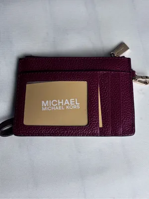 Michael Kors Mercer Leather Coin Purse Wristlet Wallet Brandy Burgundy thumbnail 4