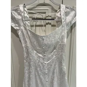 Princess Polly New White Tyra Mini Dress Satin Cottagecore Peasant Bridal thumbnail 3