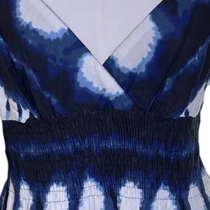 Speed Control Maxi Dress L Boho‎ Halter Blue White Tie Dye Sundress Women's thumbnail 4