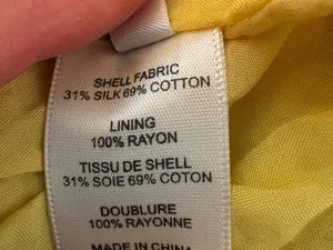 Rebecca Taylor Tiered Silk Cotton Puff Sleeve Dress Womens XL Yellow thumbnail 7