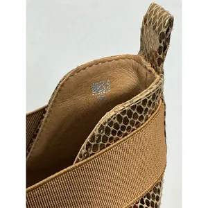 Womans Excellent Slip On Ankle Booties Size 6 Tan Block Heel Pointed Toe thumbnail 6