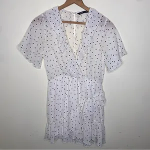 Zara White Black Polka Dot Ruffle Wrap Romper Size M thumbnail 2