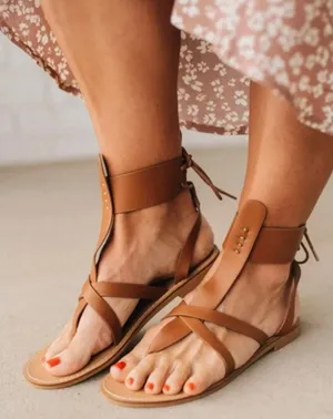 Free People Vacation Day Brown Wrap Sandals Size 6 thumbnail 1