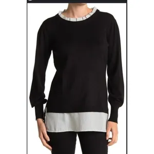Adrianna Papell Black Pink‎ Polka Dot Layered Sweater Size S thumbnail 10