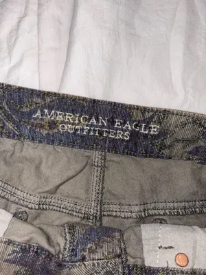 American Eagle Stretch Corduroy Paisley Shorts Green Size L thumbnail 3