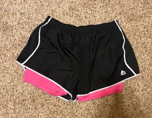 RBX Women's Black & Pink Athletic Two-in-One Athletic Shorts thumbnail 1