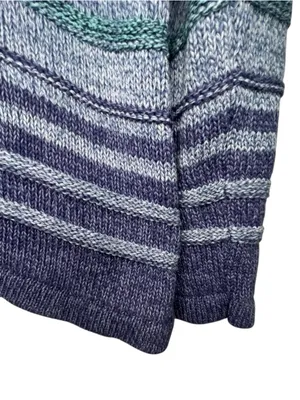 L.L. Bean Blue And Purple Striped Ombré Crewneck Pullover Knit Sweater thumbnail 3