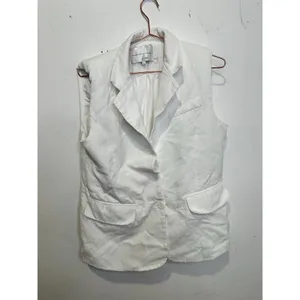 ENDLESS ROSE White Linen Blend Oversized Sleeveless Vest Blazer Size Small thumbnail 3