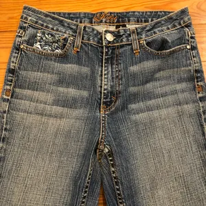 Kikit High Waist Embroidered Pocket Jeans Stretch Fit Flare 8 thumbnail 7