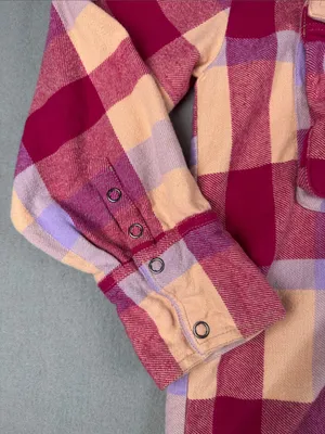 We The Free Pink Izzy Lavender/Pink Plaid Cargo Shirt/Shacket Size: Medium thumbnail 3