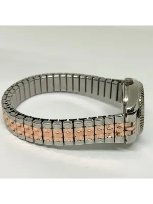 Accutime vintage classic women’s watch date two tone 25mm 6.5” running thumbnail 5