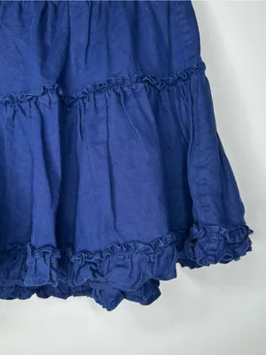Hill House Paz Ruffle Linen Mini Skirt Size S Navy Blue thumbnail 3