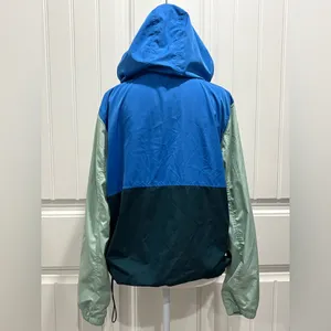 Old Navy Active Colorblock Hooded Rain Jacket in Blue, Ment & Green Size M thumbnail 2