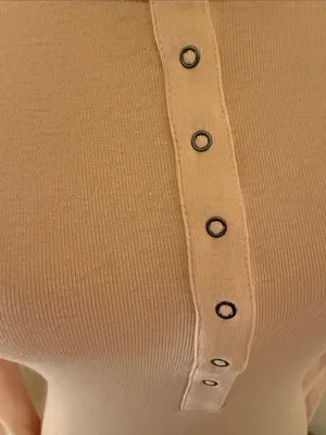 Victoria's Secret Light Pink Long-Sleeve Snap Henley Top thumbnail 2